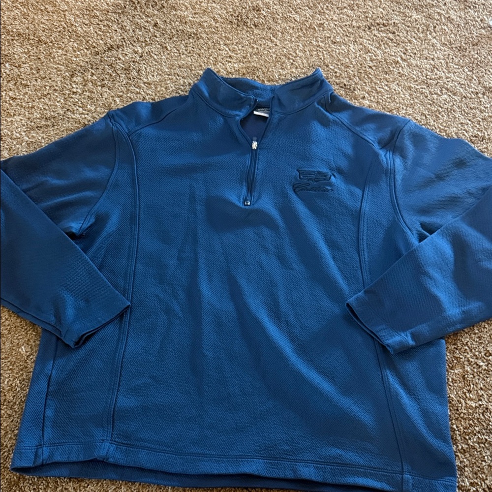 Men’s Nike Golf blue 3/4 zip pullover Cadillac logo long sleeve sz Large
